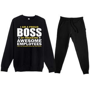 Proud Boss Of Freaking Awesome Employees Premium Crewneck Sweatsuit Set