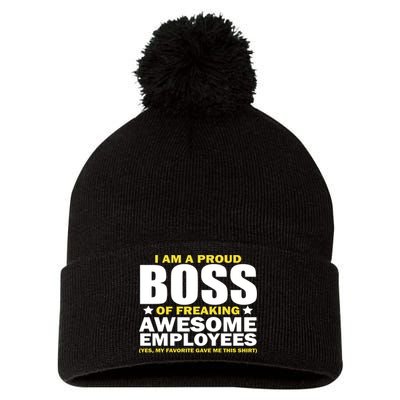 Proud Boss Of Freaking Awesome Employees Pom Pom 12in Knit Beanie