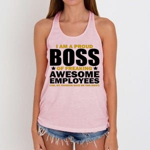 Proud Boss Of Freaking Awesome Employees Women's Knotted Racerback Tank