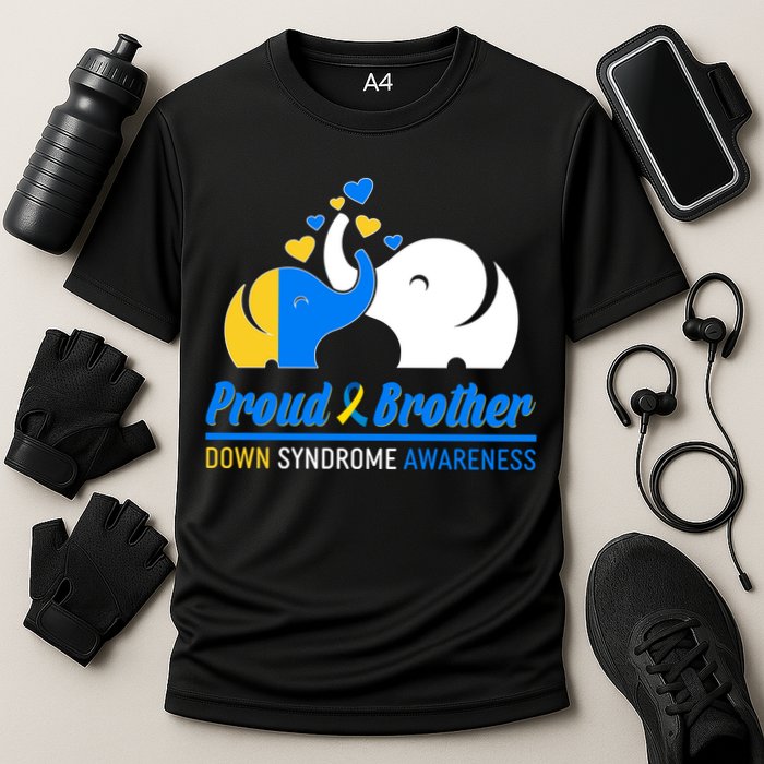 Proud Brother Down Syndrome Awareness Elephants Cooling Performance Crew T-Shirt