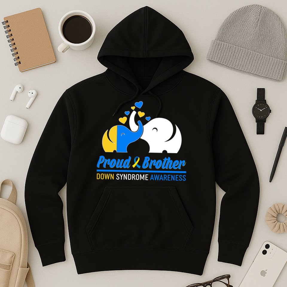 Proud Brother Down Syndrome Awareness Elephants Hoodie