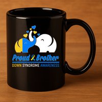 Proud Brother Down Syndrome Awareness Elephants 11oz C Handle Ceramic Mug