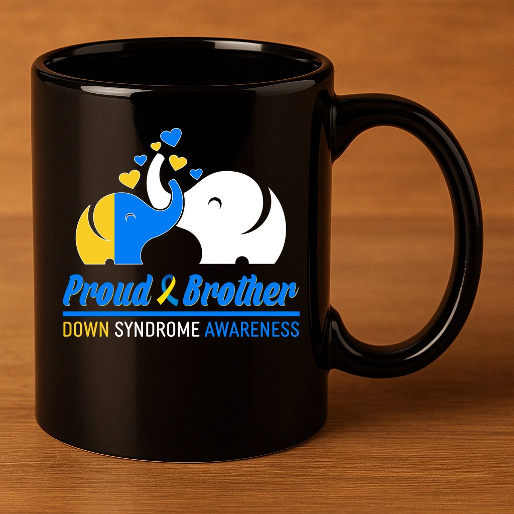 Proud Brother Down Syndrome Awareness Elephants 11oz C Handle Ceramic Mug