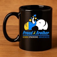 Proud Brother Down Syndrome Awareness Elephants 11oz C Handle Ceramic Mug