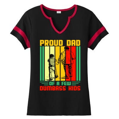 Proud Dad of a few Dumbass Kids Ladies Halftime Notch Neck Tee