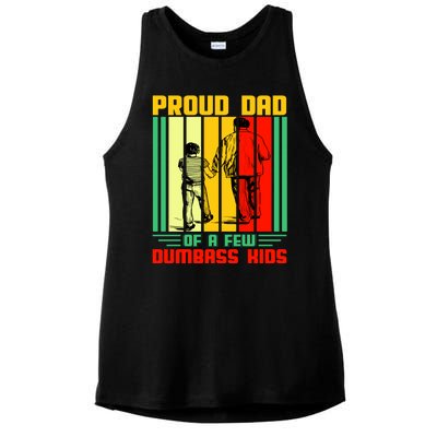 Proud Dad of a few Dumbass Kids Ladies PosiCharge Tri-Blend Wicking Tank