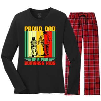 Proud Dad of a few Dumbass Kids Women's Long Sleeve Flannel Pajama Set 