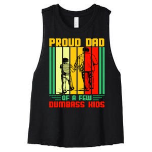 Proud Dad of a few Dumbass Kids Women's Racerback Cropped Tank