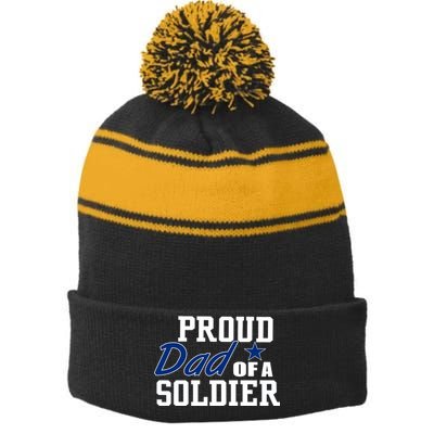 Proud Dad of A Soldier Stripe Pom Pom Beanie