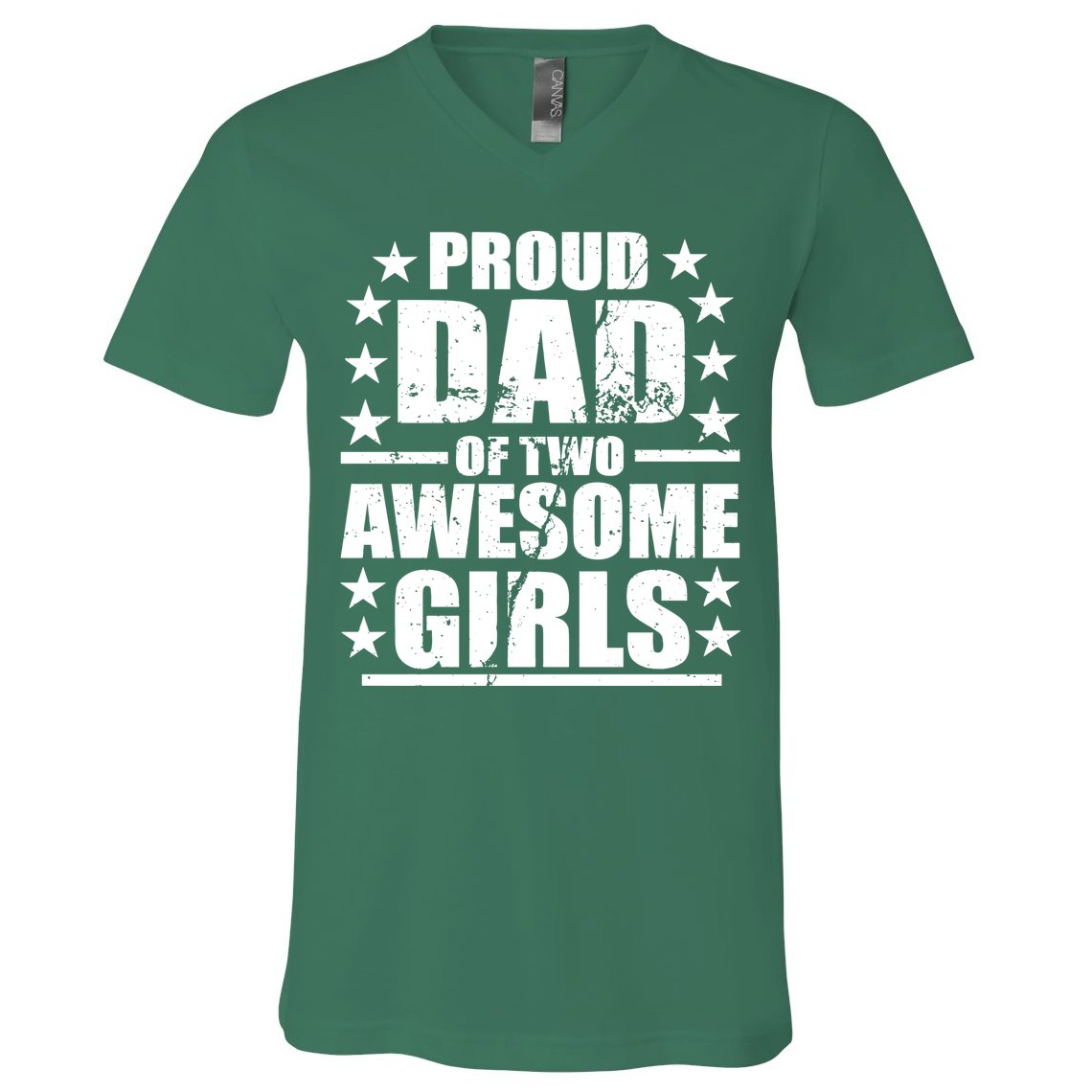 Proud Dad Of Two Awesome Girls V-Neck T-Shirt