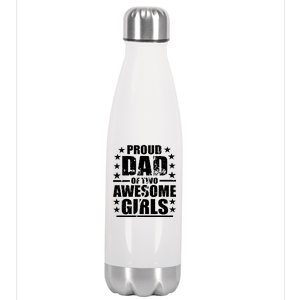 Proud Dad Of Two Awesome Girls Stainless Steel Insulated Water Bottle