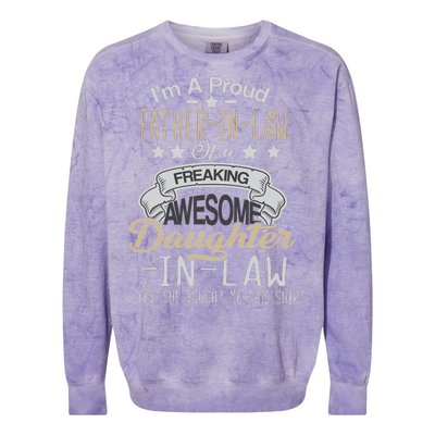 Proud Father In Law Of A Awesome Daughter-In-Law Colorblast Crewneck Sweatshirt