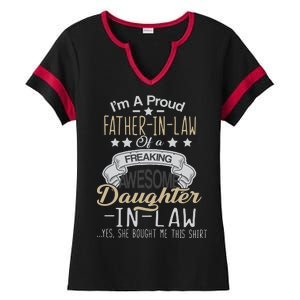 Proud Father In Law Of A Awesome Daughter-In-Law Ladies Halftime Notch Neck Tee