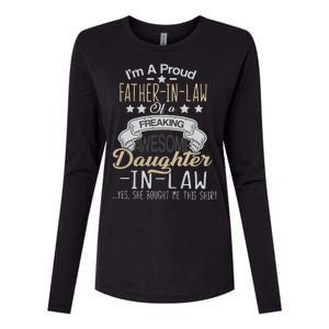 Proud Father In Law Of A Awesome Daughter-In-Law Womens Cotton Relaxed Long Sleeve T-Shirt