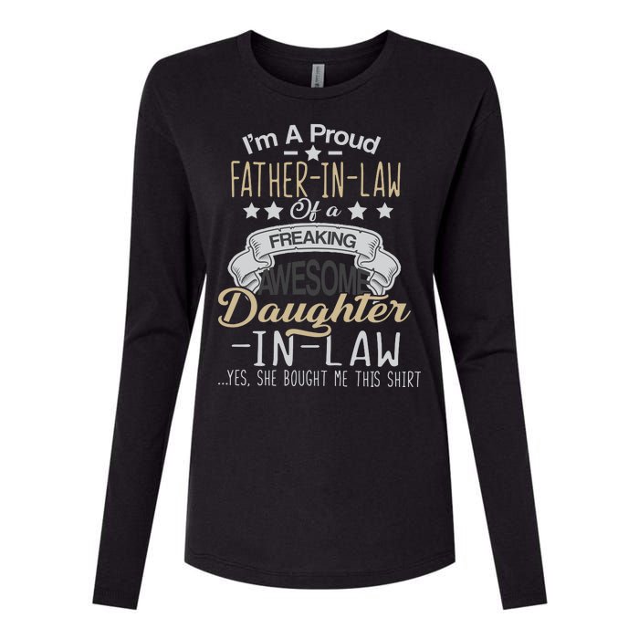 Proud Father In Law Of A Awesome Daughter-In-Law Womens Cotton Relaxed Long Sleeve T-Shirt