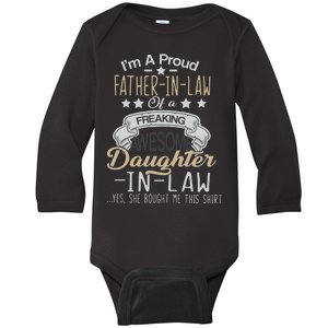 Proud Father In Law Of A Awesome Daughter-In-Law Baby Long Sleeve Bodysuit