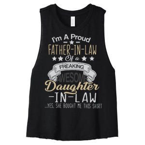 Proud Father In Law Of A Awesome Daughter-In-Law Women's Racerback Cropped Tank