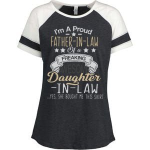 Proud Father In Law Of A Awesome Daughter-In-Law Enza Ladies Jersey Colorblock Tee