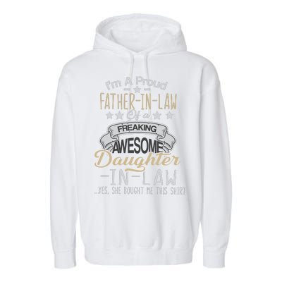 Proud Father In Law Of A Awesome Daughter-In-Law Garment-Dyed Fleece Hoodie