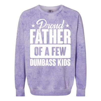 Proud Father Of Dumbass Kids Funny Dad Colorblast Crewneck Sweatshirt