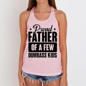 Proud Father Of Dumbass Kids Funny Dad Women's Knotted Racerback Tank