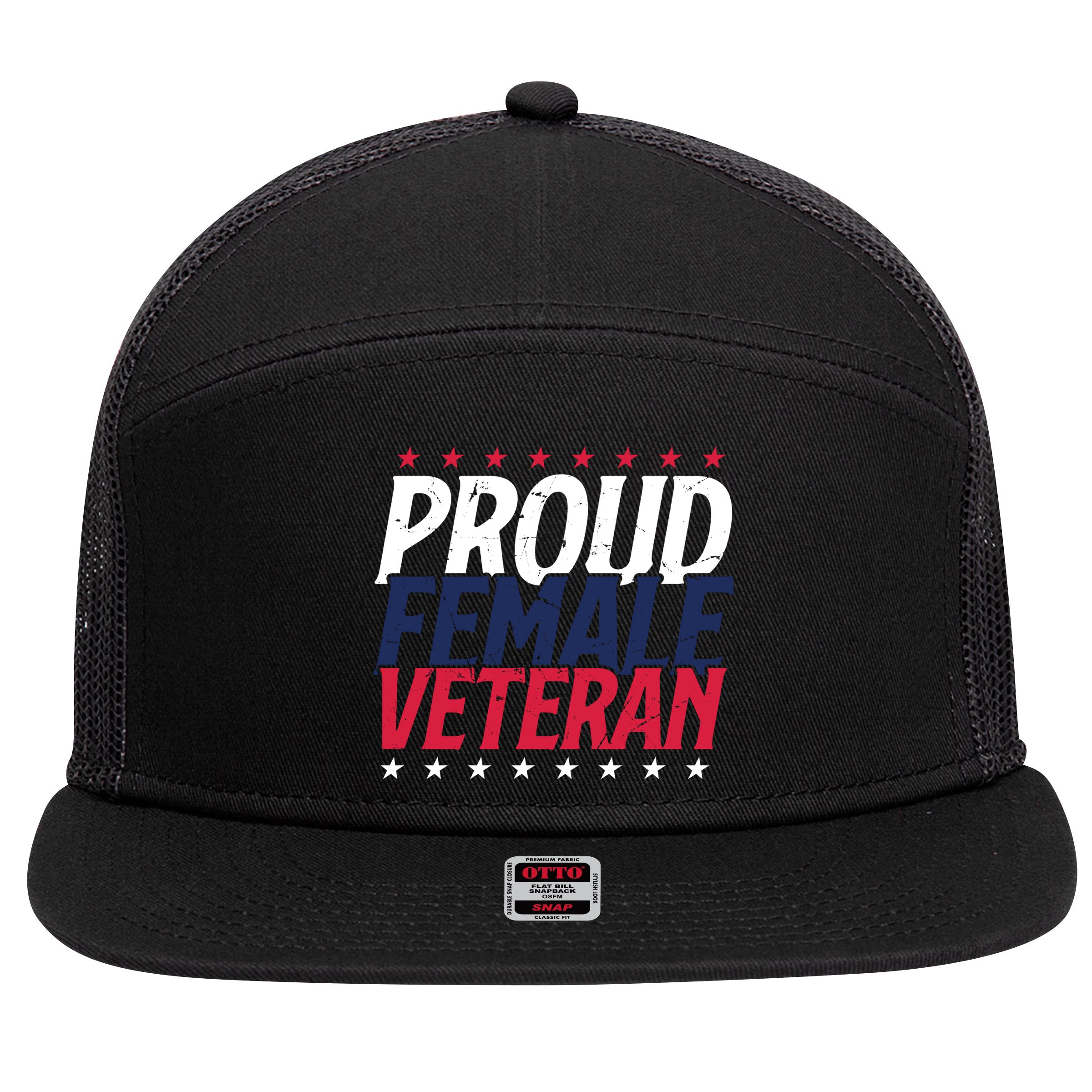 Proud Female Veteran 7 Panel Mesh Trucker Snapback Hat