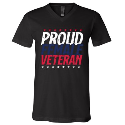 Proud Female Veteran V-Neck T-Shirt