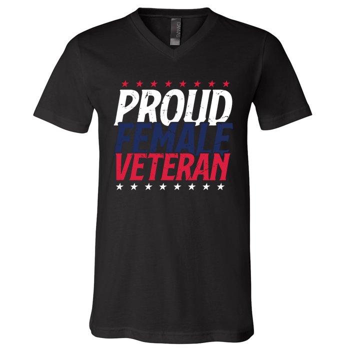 Proud Female Veteran V-Neck T-Shirt