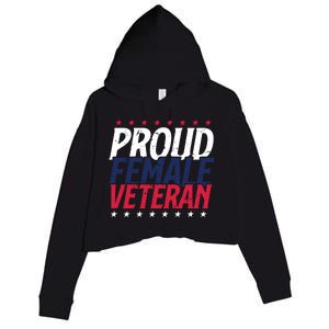 Proud Female Veteran Crop Fleece Hoodie