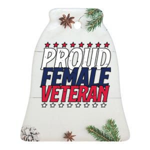 Proud Female Veteran Ceramic Bell Ornament