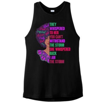 Proud Inspiring Black Woman I Am The Storm Ladies PosiCharge Tri-Blend Wicking Tank