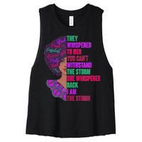 Proud Inspiring Black Woman I Am The Storm Women's Racerback Cropped Tank