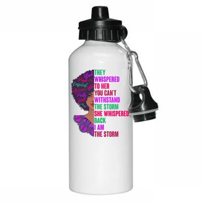 Proud Inspiring Black Woman I Am The Storm Aluminum Water Bottle