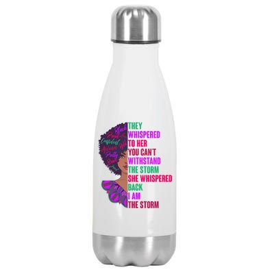 Proud Inspiring Black Woman I Am The Storm Stainless Steel Insulated Water Bottle