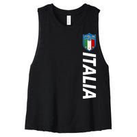 Proud Italian Italia Soccer Jersey Champs Women's Racerback Cropped Tank