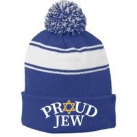 Proud Jew Jewish Star Logo Stripe Pom Pom Beanie