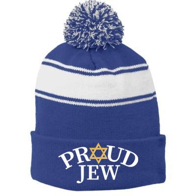 Proud Jew Jewish Star Logo Stripe Pom Pom Beanie