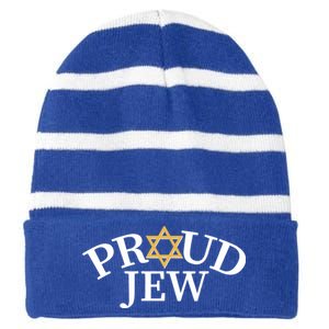 Proud Jew Jewish Star Logo Striped Beanie with Solid Band