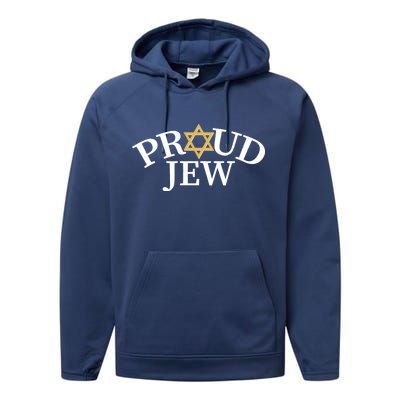 Proud Jew Jewish Star Logo Performance Fleece Hoodie