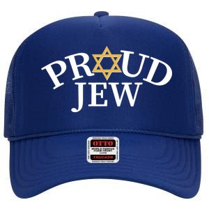 Proud Jew Jewish Star Logo High Crown Mesh Back Trucker Hat