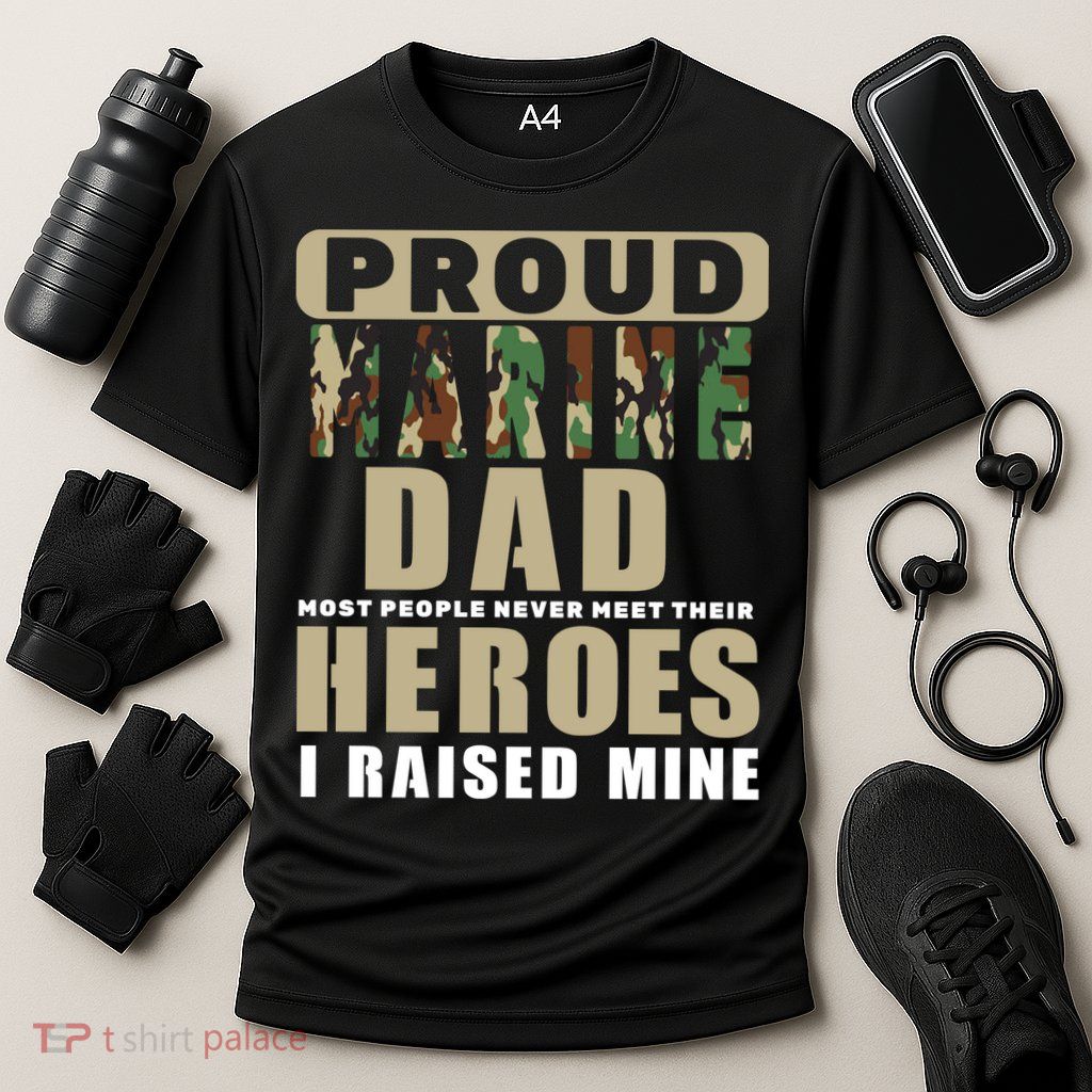 Proud Marine Dad Cooling Performance Crew T-Shirt
