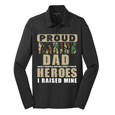 Proud Marine Dad Silk Touch Performance Long Sleeve Polo