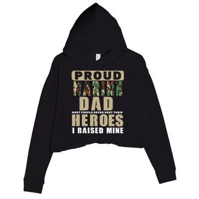 Proud Marine Dad Crop Fleece Hoodie