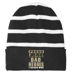 Proud Marine Dad Striped Beanie with Solid Band