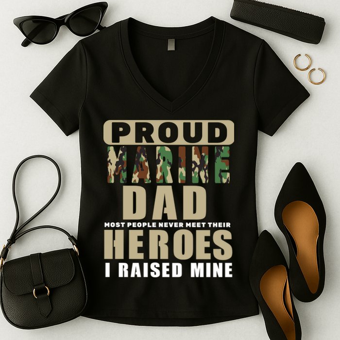 Proud Marine Dad Women's V-Neck T-Shirt