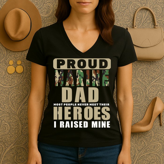 Proud Marine Dad Women's V-Neck T-Shirt