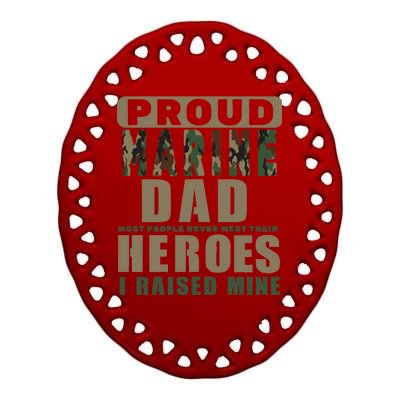 Proud Marine Dad Ceramic Oval Ornament