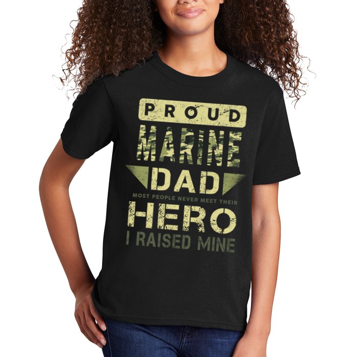Proud Marine Dad Most People Never Meet Their Hero I Raised Mine Kids T-Shirt