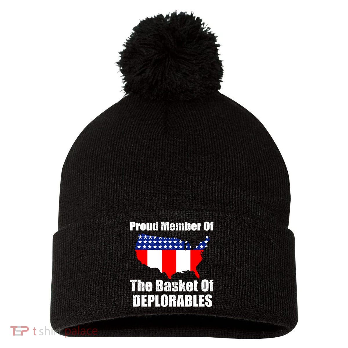 Proud Member Of The Basket Of Deplorables Pom Pom 12in Knit Beanie