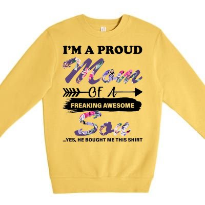 Proud Mom Of A Freaking Awesome Son Premium Crewneck Sweatshirt